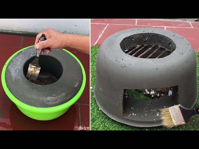 Amazing ideas . DIY smokeless wood stove from cement and plastic pots - make creative wood stove
