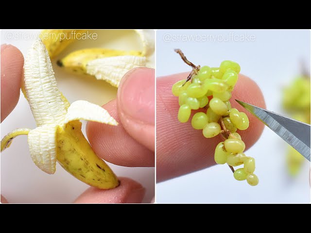 Miniature Art Making of Miniature Fruit 🍌 | FOOD | Strawberrypuffcake