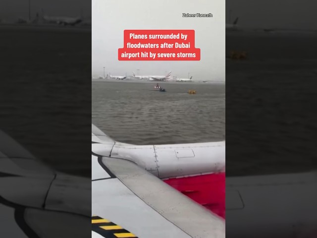 Planes battle through flash floods at Dubai International Airport #shorts