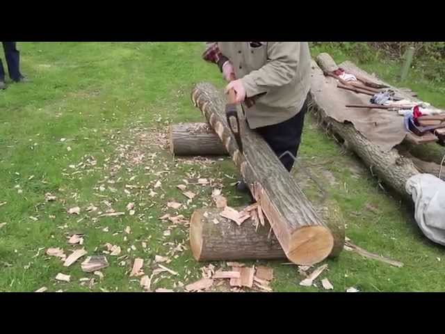 Traditional Log to Beam Hewing - Huge Axes
