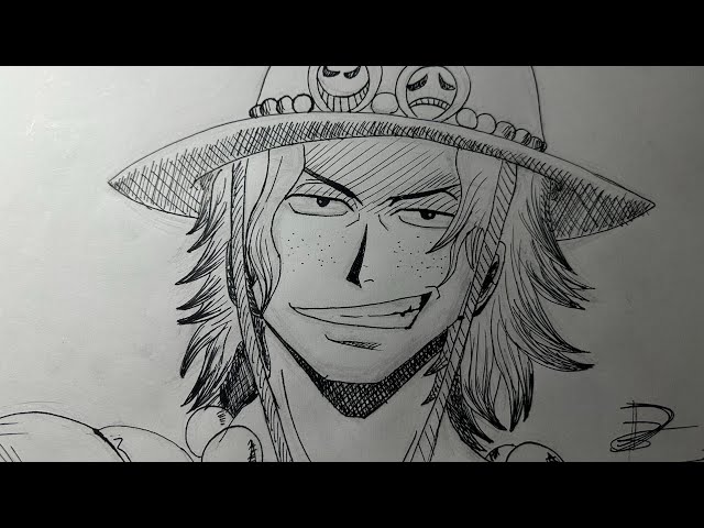 Teaching myself how to draw Ace from One Piece
