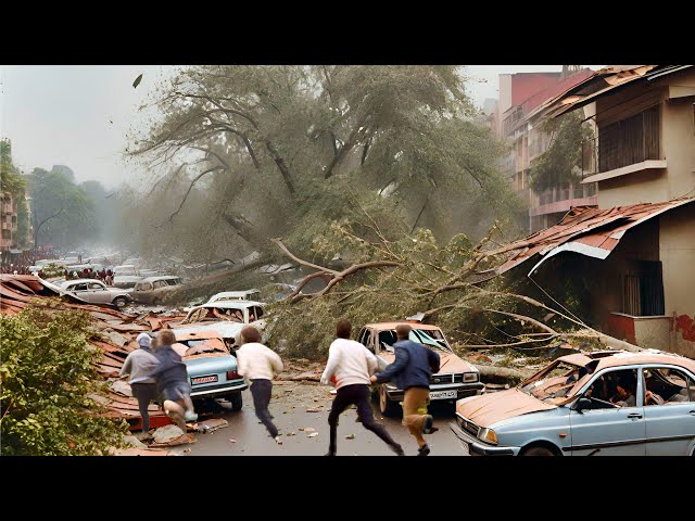 The storm sweeps away people and cars, winds up to 150 km/h! Disaster in Mysuru, India