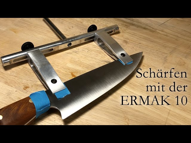 Ermak 10 knife sharpening, CBN stones, guided sharpener, SchleifJunkies, cutting edge, knife making