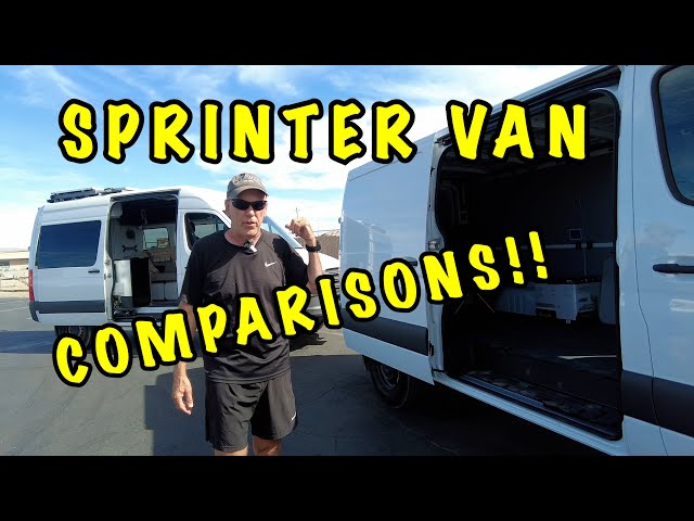 SPRINTER LOW ROOF 4 cyl gas vs SPRINTER 4x4 High Roof 6 cyl Diesel- we show you the differences.