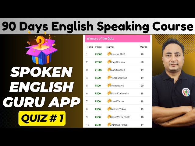 Quiz 1 के सभी विजेताओं को शुभकामनाएँ | "Spoken English Guru" App All India Quiz # 1