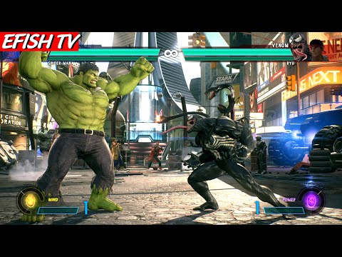 Hulk & Spider-Man vs Venom & Ryu (Hardest AI) - Marvel vs Capcom: Infinite