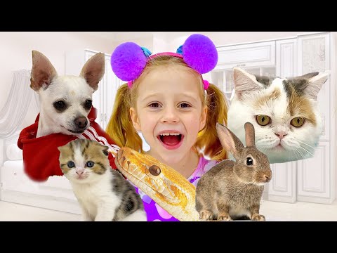 Nastya and all the animals in her house
