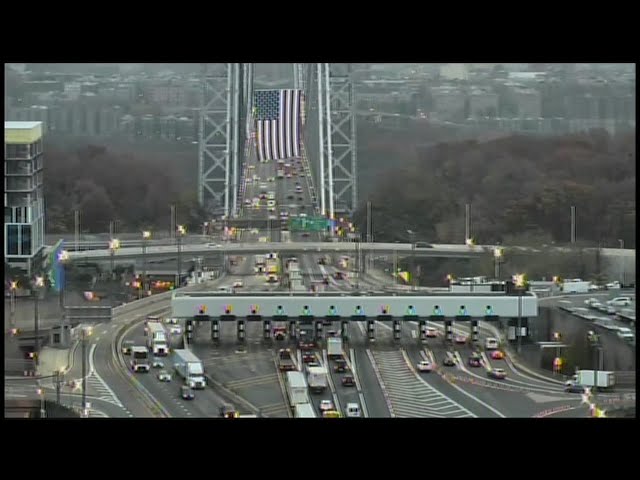 U.S. Flag flies over the George Washington Bridge