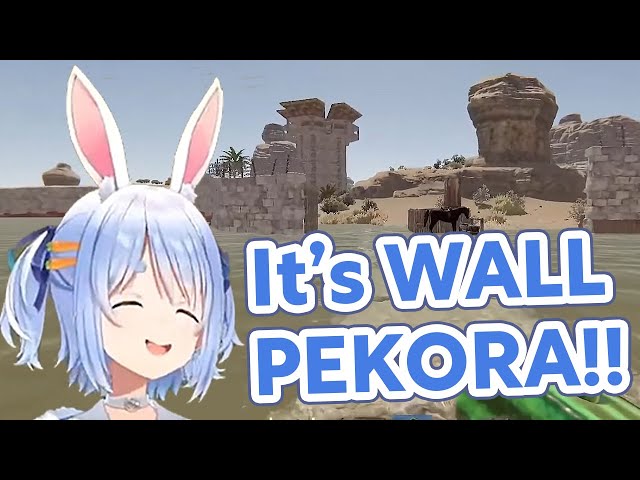 Pekora constructing "WALL PEKORA" by surrounding the island with walls【RUST/Hololive Clip/EngSub】