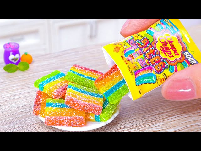 Rainbow Jelly Chupa Chups 🌈 Miniatur Chupa Chups Menakjubkan yang Membuat Sabuk dan Gigitan Asam 🥭🍉🥝