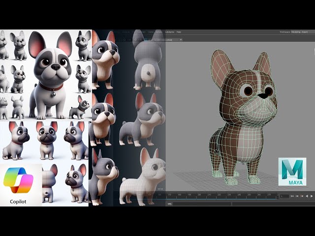 Letting AI help me design a 3D Character and Modeling, Rigging, and Animating it in Autodesk Maya