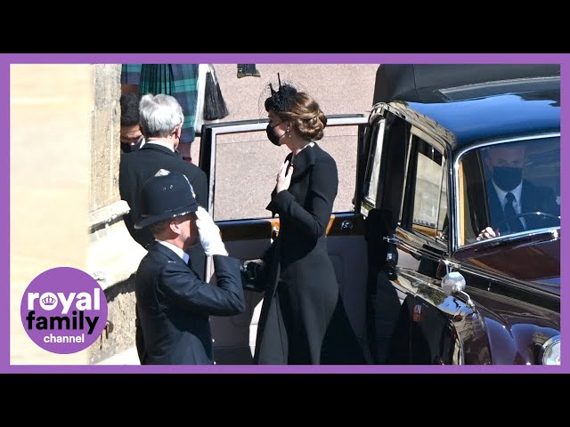 Duchess of Cambridge, Princess Beatrice and Zara Tindall Arrive For Prince Philip's Funeral