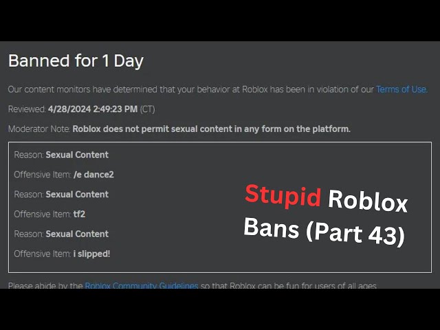 Stupid and Funny Roblox Bans | Part 43