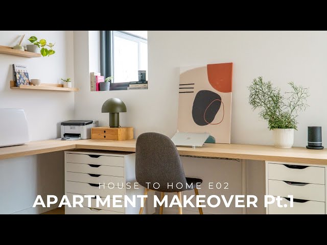 Apartment Makeover #1 - Home Office & Storage Closet Organization (DIY IKEA Desk For Work & Sewing)