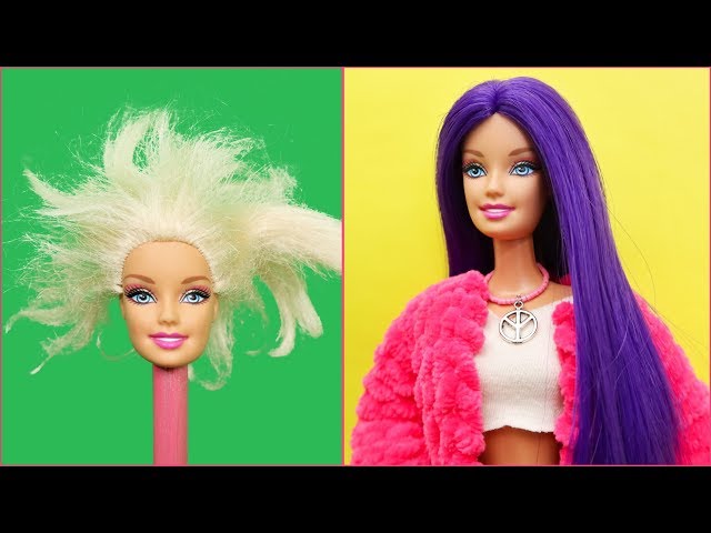 Barbie Saç Yapımı Kendin Yap ~ Eski Barbie Bebek Saç Dikme ve Saç Tasarımı 5 Dakikada Nasıl Yapılır?