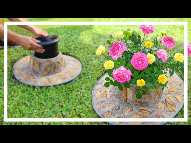 Flower bed for mini roses / Cement crafts / Garden ideas