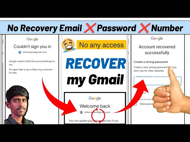 Gmail account recover kaise kare 2024 | couldn't sign you in | Recover Gmail without phone or email