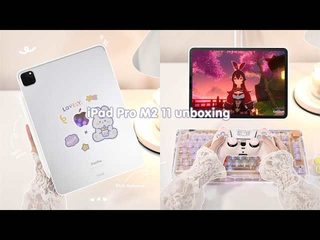 NEW M2 iPad Pro 11" Sliver✨ aesthetic unboxing｜paperlike｜accessories｜Genshin Impact💜
