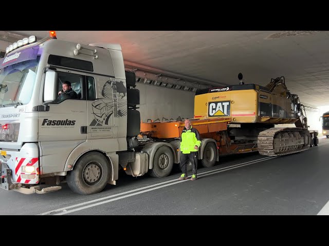 Transporting The Caterpillar 385C Excavator With Goldhofer Trailer-Fasoulas Heavy Transport - 4k