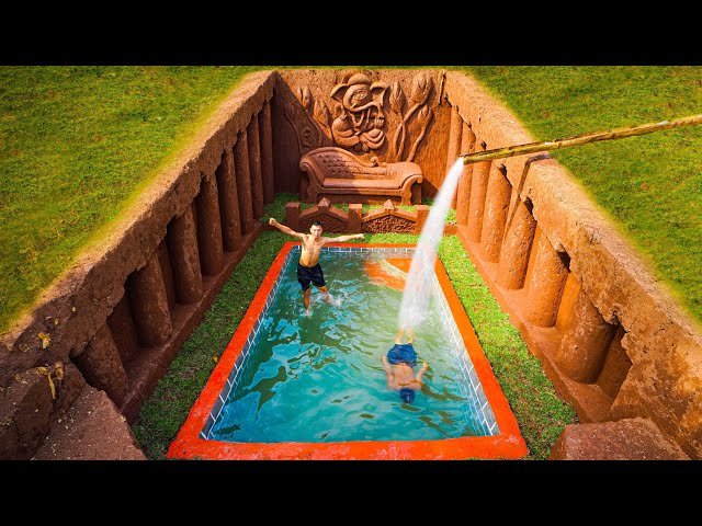 100 Days How I Built 10M Dollars Underground House and Swimming Pool with a Water Slide Park