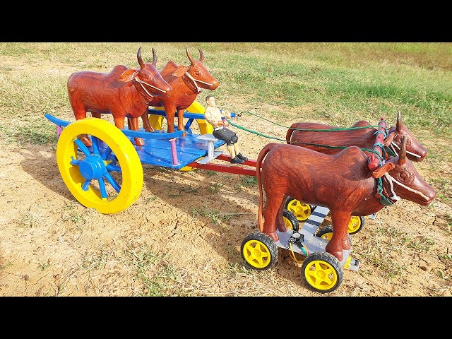 How To Make Mini Cow Bullock Cart With DC Motor - Creative Woodworking Projects