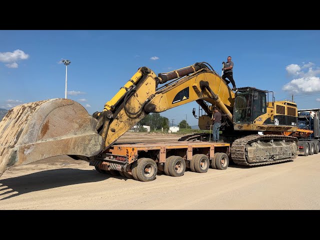 Transporting The Caterpillar 385C Excavator With Goldhofer Trailer - Fasoulas Heavy Transports - 4K