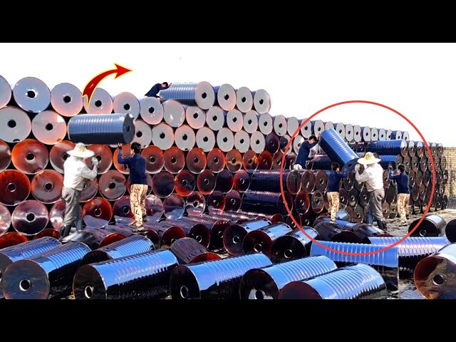 Amazing factory | How to manufacture bitumen barrel from iron sheet | Mass production process