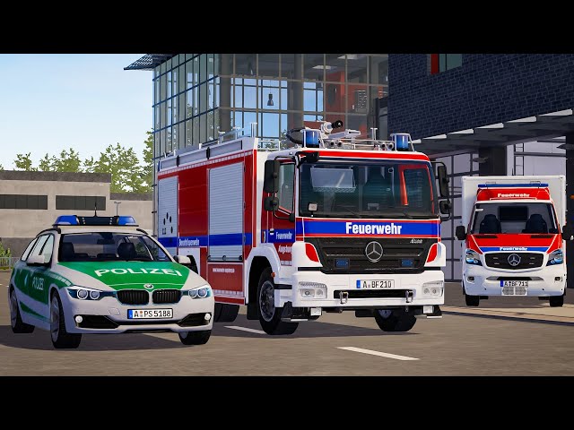 Emergency Call 112 - Augsburg Polices, Tanker Truck and Ambulances Rapid on Duty! 4K