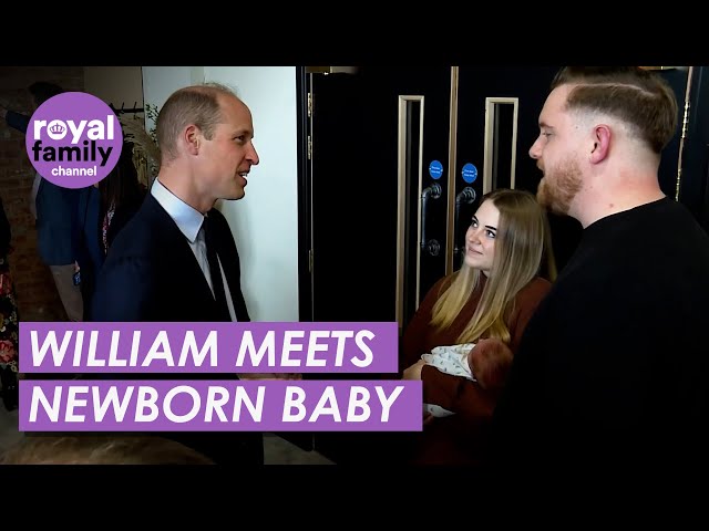 Prince William meets 11-day-old baby during visit to skills centre