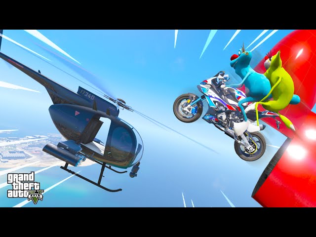 Oggy Jack Running Pinka In FACE TO FACE CHALLENGE BIKE VS HELICOPTER Challenge😱! GTA5