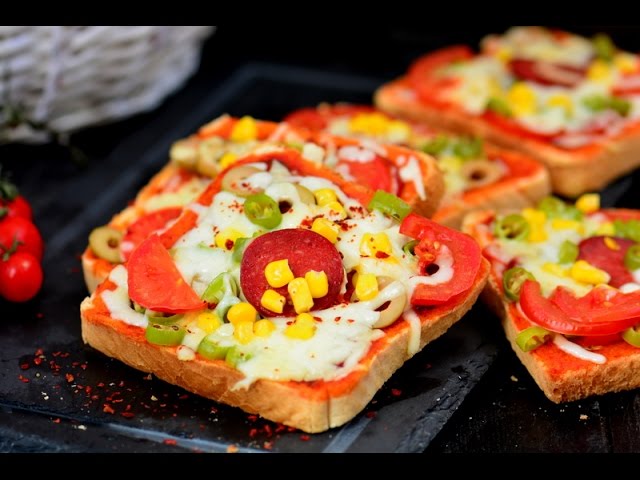 En Kolay  Pizza  Tarifi- 2 ( Ekmek pizza 5 dakikada hazırlanır )
