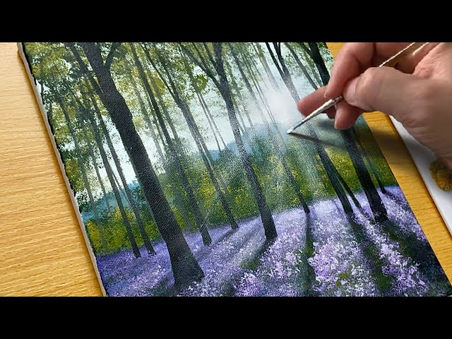How to Paint a Morning Forest / Acrylic Painting for Beginners
