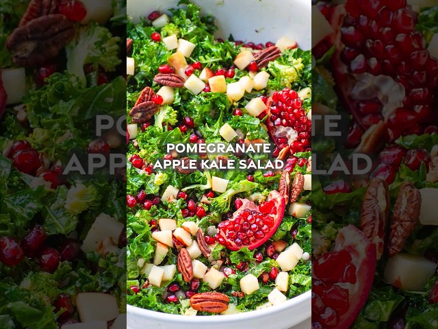 Easy Pomegranate Apple Kale Salad Recipe! #easyrecipes #salad