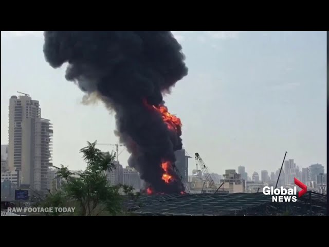 Beirut Explosion: Fire erupts at port one month after deadly explosion