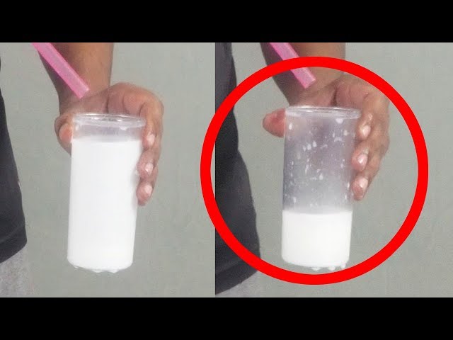Drinking Glass of Milk without Straw Touch to The Milk