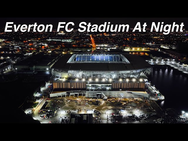NEW Everton FC Stadium at Bramley Moore Dock AT NIGHT!!!!