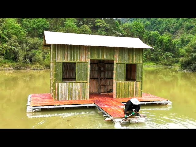 Build a water bamboo house in 60 days - 3/Completes The Frame And Roof【Water Dweller】