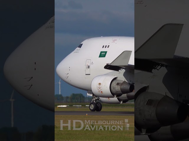 SAUDIA CARGO Boeing 747F EPIC DEPARTURE out of AMS #shorts