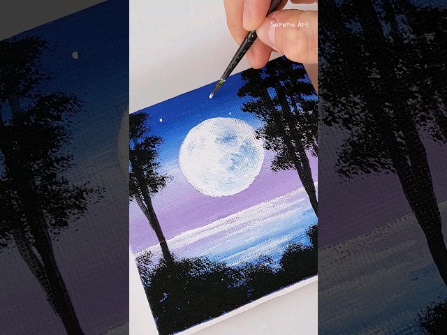 Full moon painting #art #acrylicpainting #easypainting