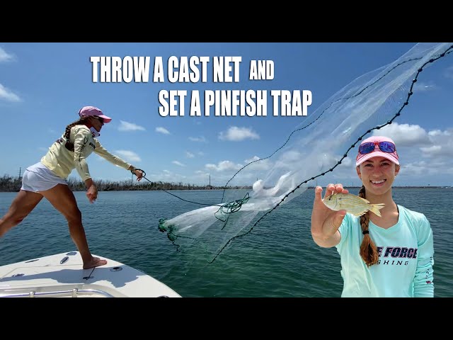 HOW TO THROW A CAST NET & SET A PINFISH TRAP 🥞🐟 Catch bait in the Florida Keys | Gale Force Twins