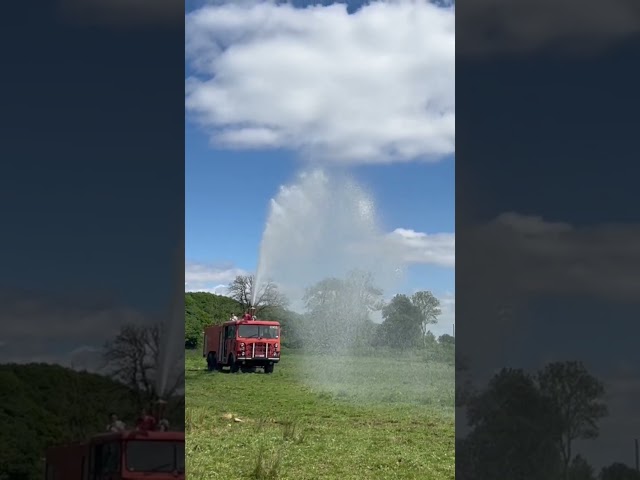 V8 Cummins fire engine spraying water