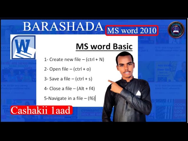 1.Barashada ms word /basic 5.qodob kubaro