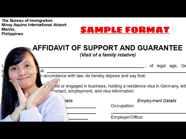 AFFIDAVIT OF SUPPORT AND GUARANTEE SAMPLE FORMAT