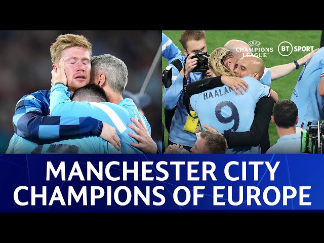 EPIC FULL TIME SCENES as Manchester City win the UEFA Champions League 🏆 BLUE MOON RISING 🔵