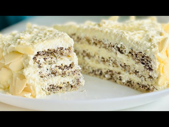 Diet poppy seed cake with lemon cream! without flour! sugar free!
