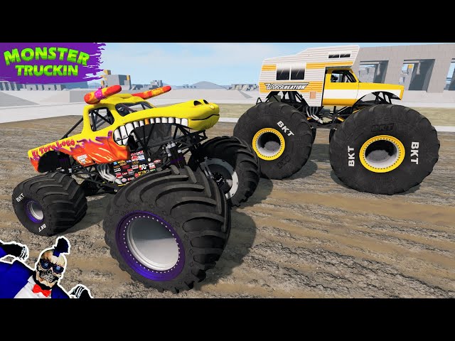 Monster Jam INSANE High Speed Jumps and Crashes #21 | BeamNG Drive