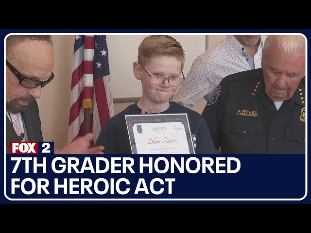 7th grader honored for heroic act: Awarded keys to Warren after stopping school bus