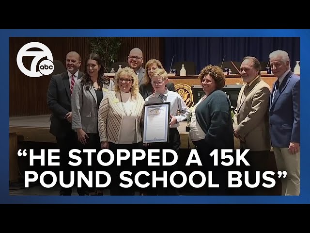 Seventh grader honored for heroic act on school bus in Warren