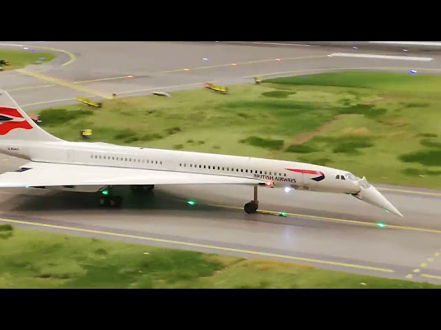 a380 takes off in miniature wonderland