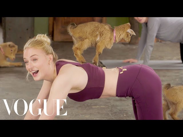 Sophie Turner Tries Goat Yoga | Vogue